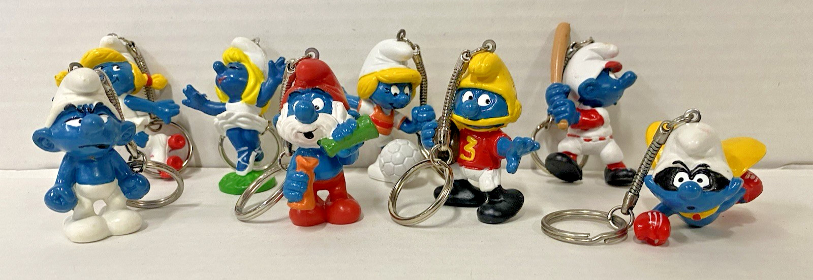 8 Vintage 1980's Smurf PVC Figure Keychains 8 different 8 Vintage 1980's Smurf PVC Figure Keychains 8 different