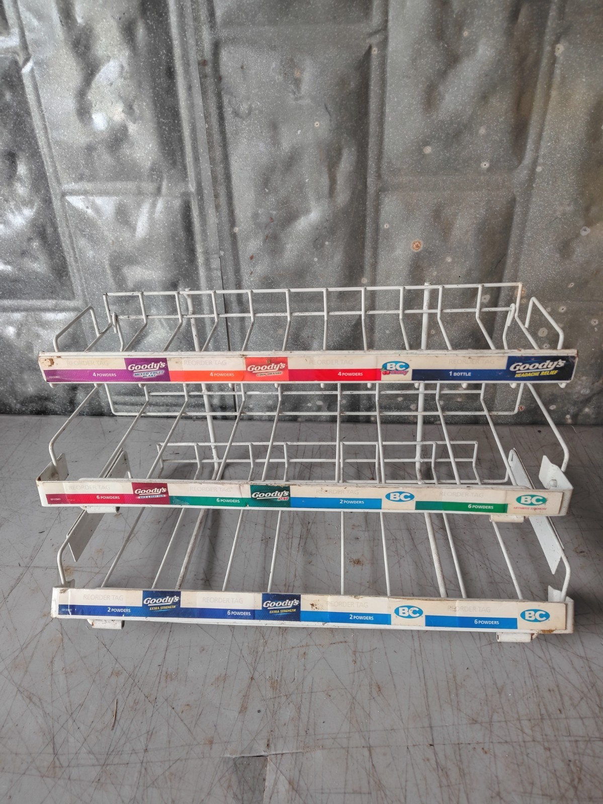 Vintage BC Goodys Powders Gas Station Country Store Display Wire Rack 