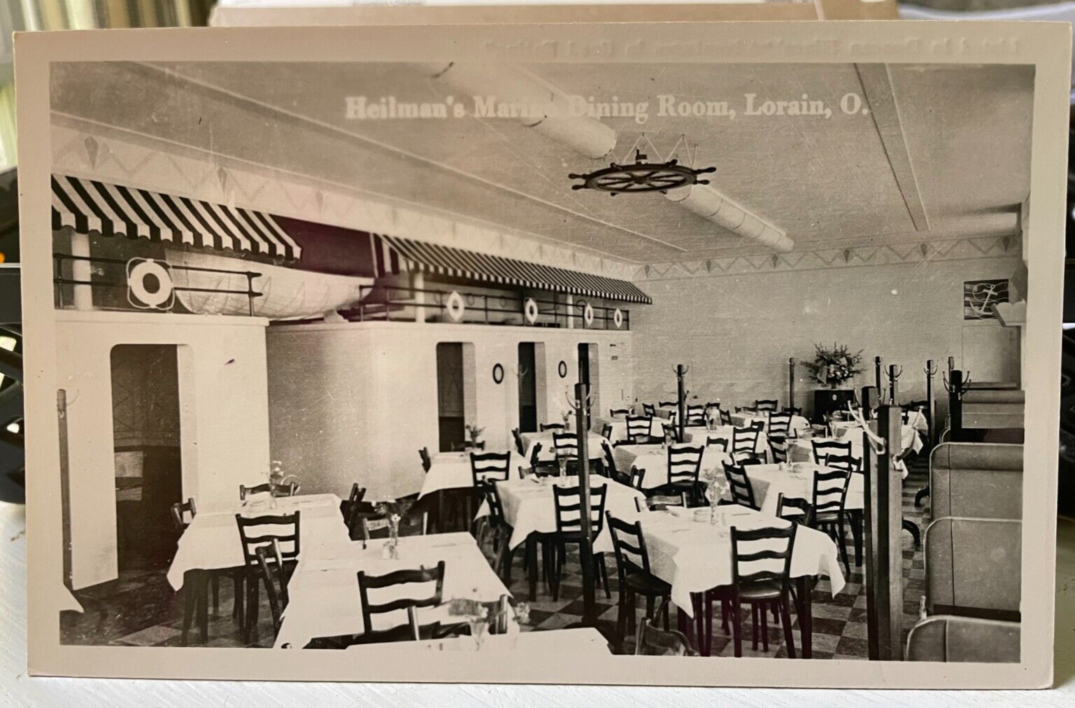 Vintage Postcard 1940's Heilman's Marine Dinng Room, Loraine, Ohio *REAL PHOTO* Vintage Postcard 1940's Heilman's Marine Dinng Room, Loraine, Ohio *REAL PHOTO*