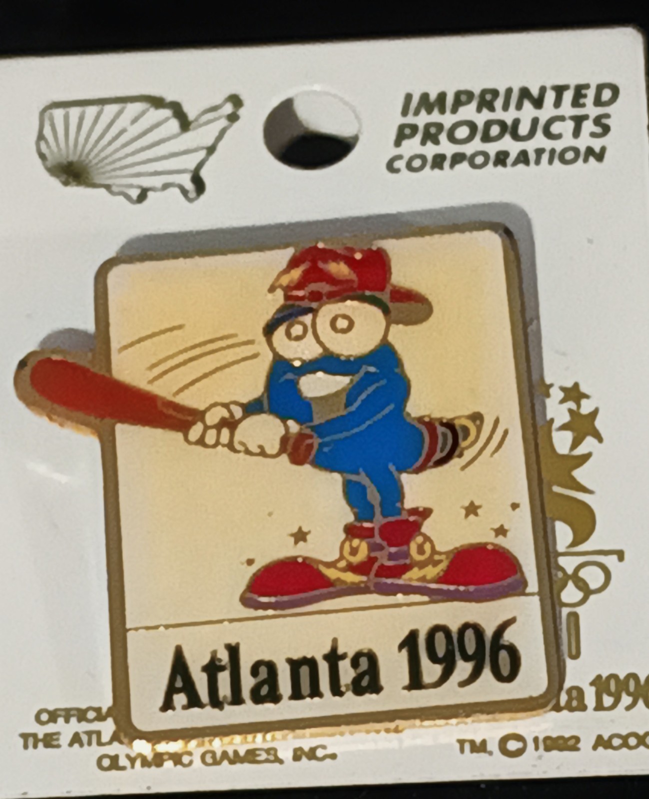 Vintage 1996 Atlanta Olympics Mascot IZZY Baseball  Hat / Lapel Pin NEW