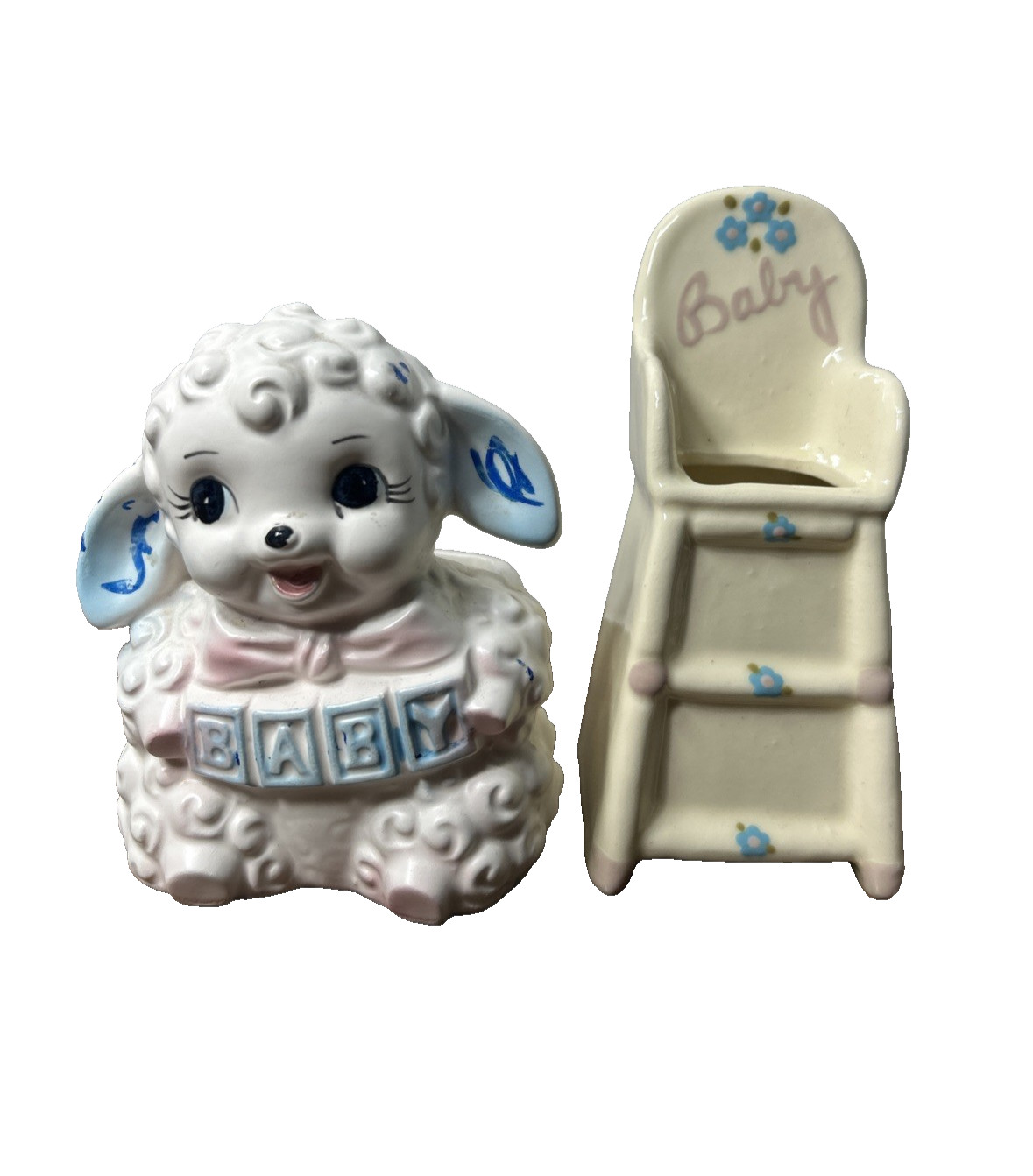 Vintage Rubens Original Nursery Planter Lamb Baby Blocks High Chair lot 2 Vintage Rubens Original Nursery Planter Lamb Baby Blocks High Chair lot 2