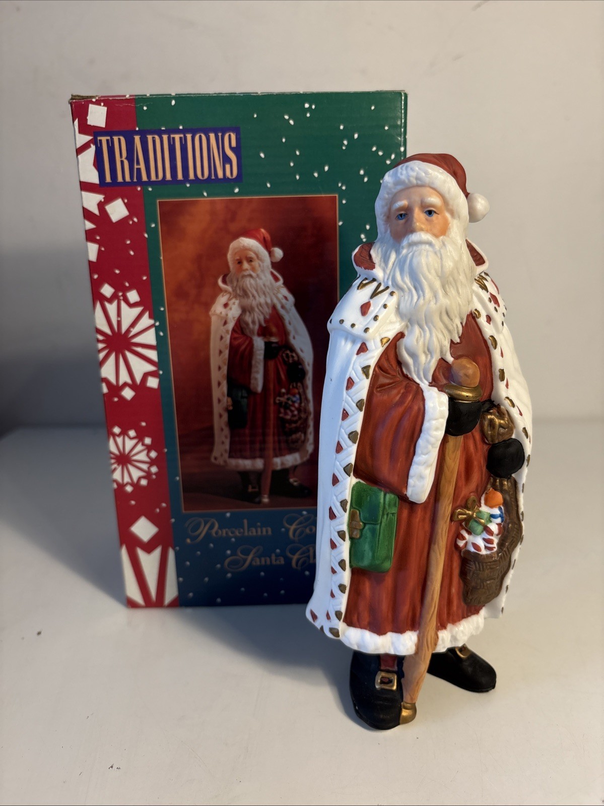 Traditions Porcelain Collectable Santa Claus Vintage Christmas Figurine With Box Traditions Porcelain Collectable Santa Claus Vintage Christmas Figurine With Box