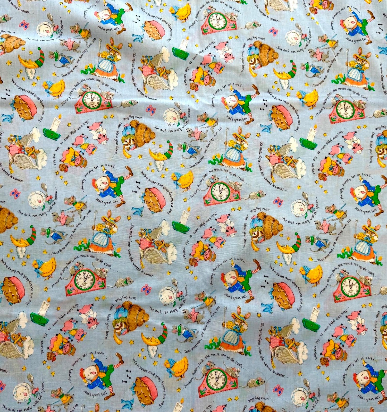 Vintage Cranston VIP Cotton Blend Fabric Nursery Rhymes 44 Vintage Cranston VIP Cotton Blend Fabric Nursery Rhymes 44