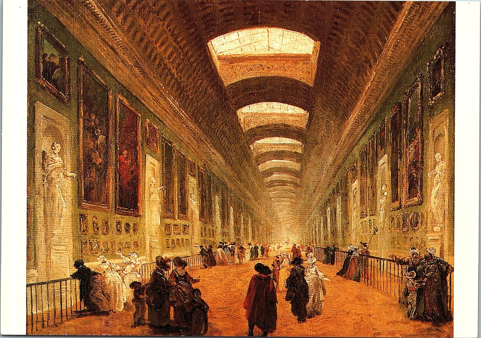 Vintage Postcard Hubert Robert Grande Galerie Louvre Paris France Art