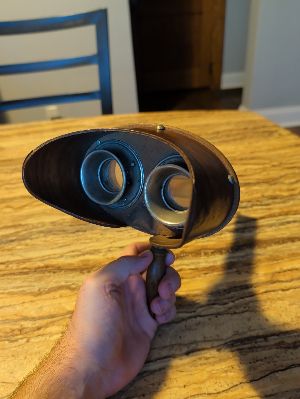 Rare Antique 1890\'s Stereo Graphoscope Handheld Stereo Viewer Wood Brass.