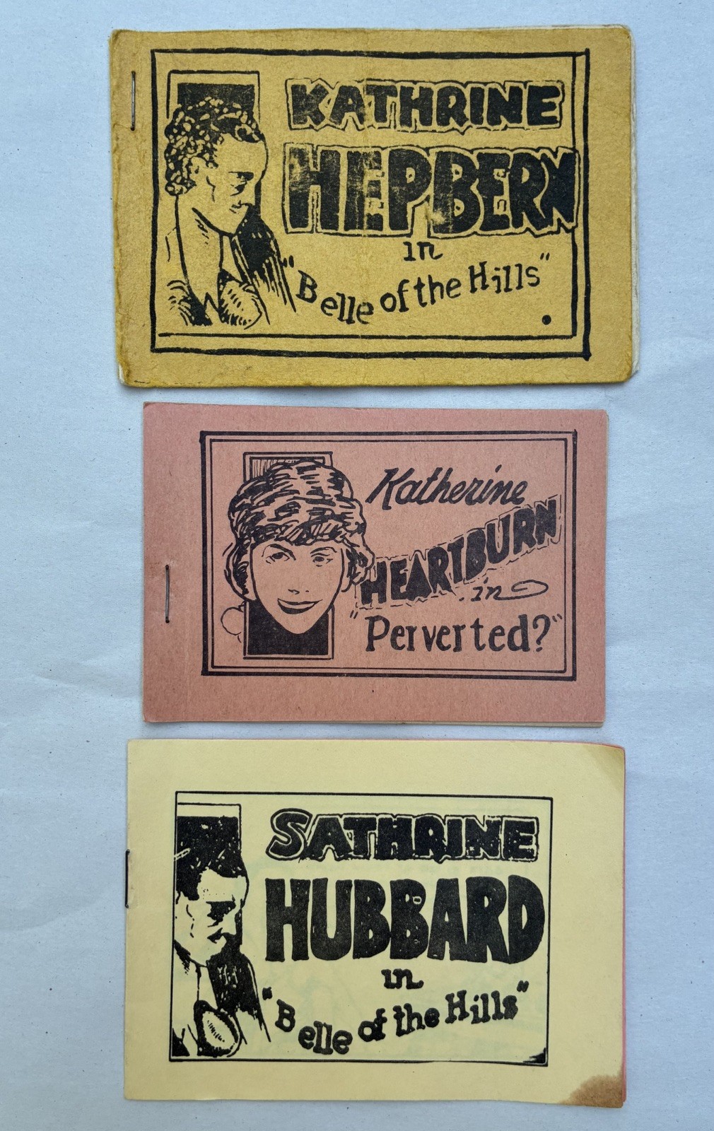 Lot of 3 Vintage 1930s Tijuana Bible 8 Page Comics - Katharine Hepburn parodies Lot of 3 Vintage 1930s Tijuana Bible 8 Page Comics - Katharine Hepburn parodies