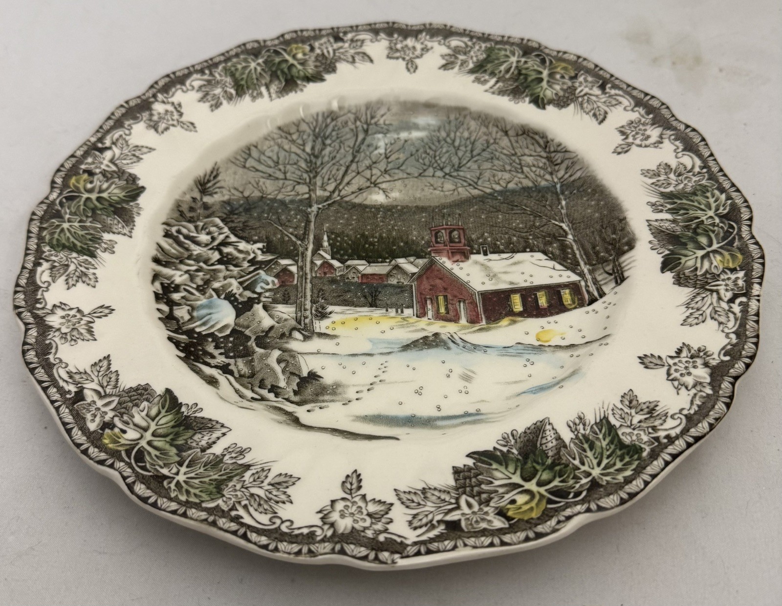 NEW Vintage Johnson Bros Friendly Village The School House Dinner Plate 9.75 in NEW Vintage Johnson Bros Friendly Village The School House Dinner Plate 9.75 in
