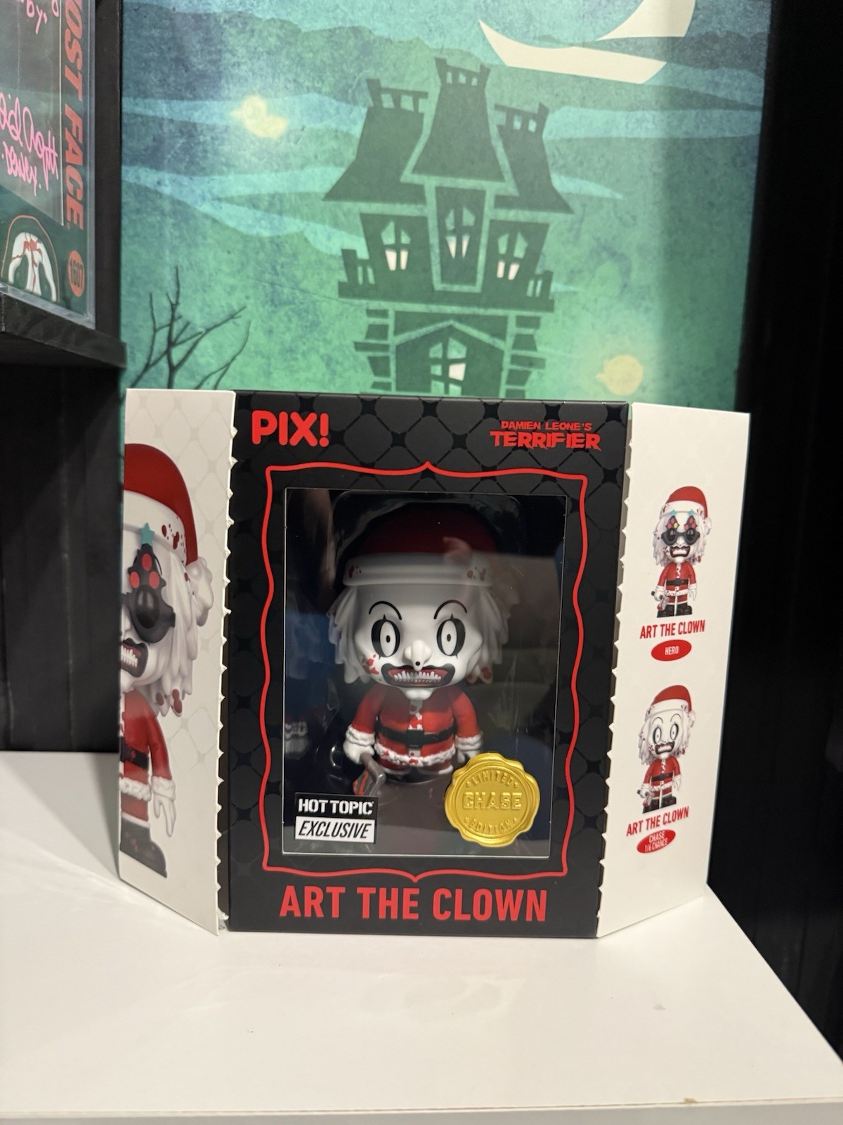 Thrilljoy Pix  Terrifier Art the Clown Chase Bloody Santa Hot Topic Exclusive