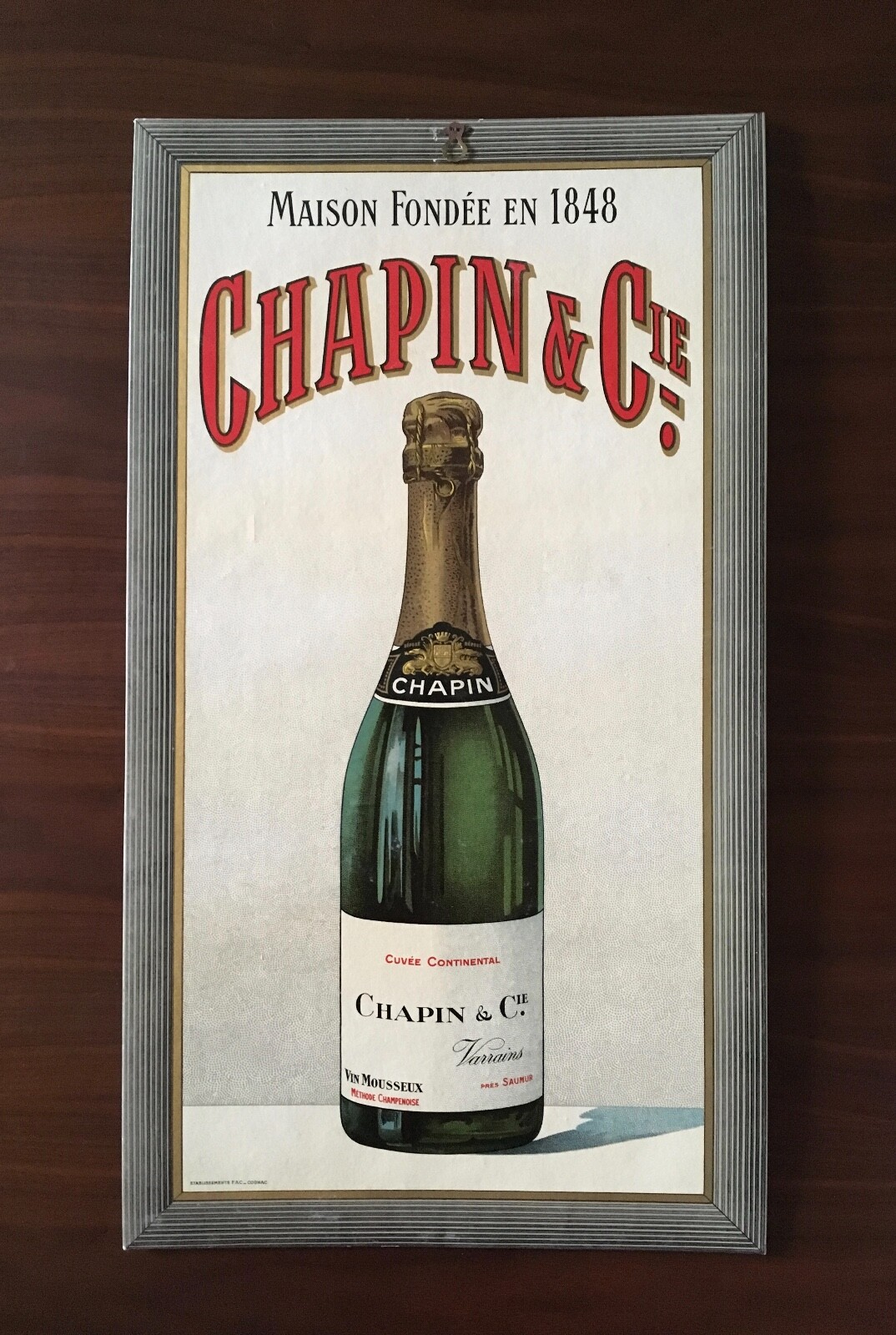 Rare Vintage  Advertising Card Sign Chapin & Cie French Champagne Wine 