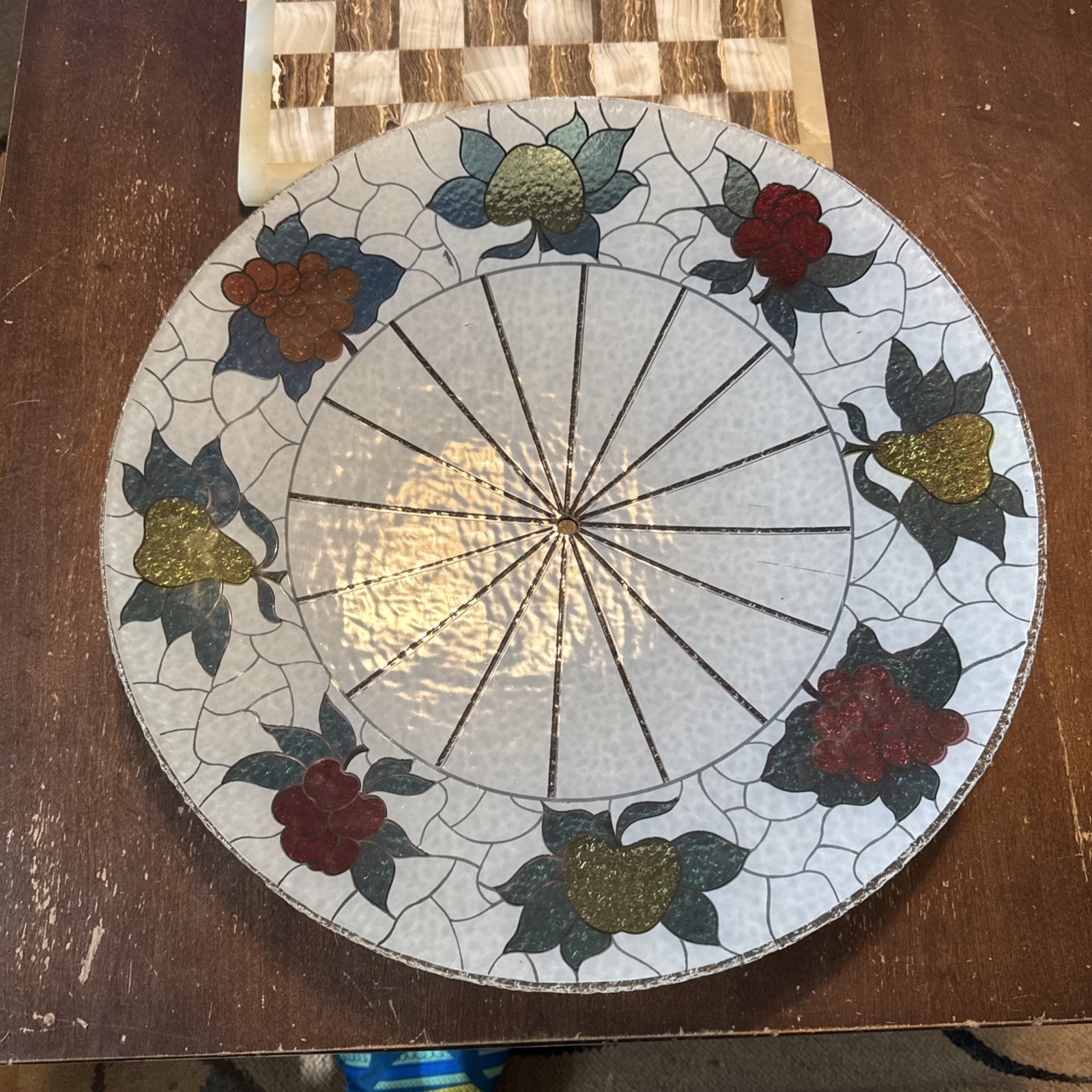 VTG Rare MCM Round Glass Ceiling Light Shade Fruit Retro Kitchen Dining Decor VTG Rare MCM Round Glass Ceiling Light Shade Fruit Retro Kitchen Dining Decor