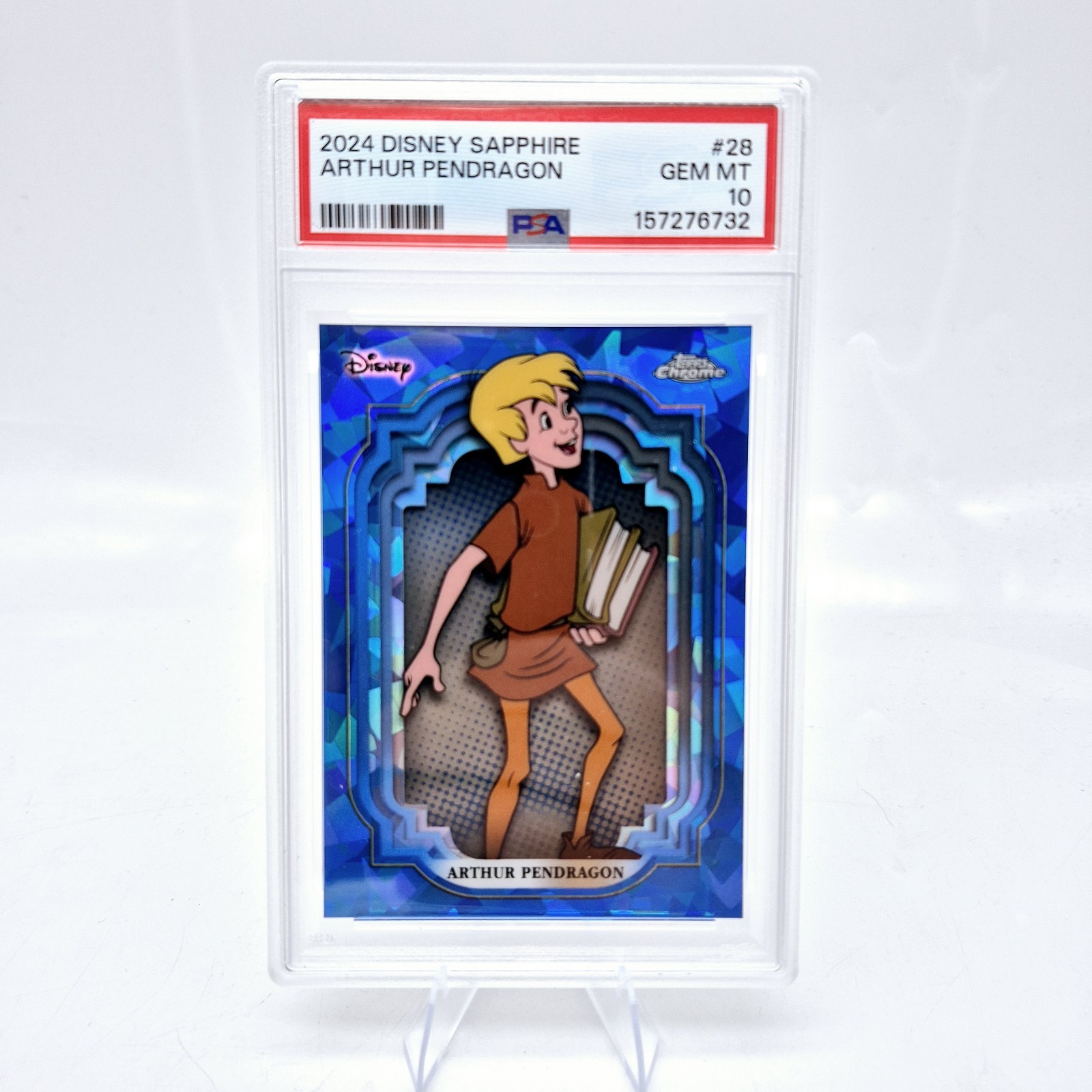 2024 Topps Chrome Disney Sapphire Arthur Pendragon #28 PSA 10 Blue