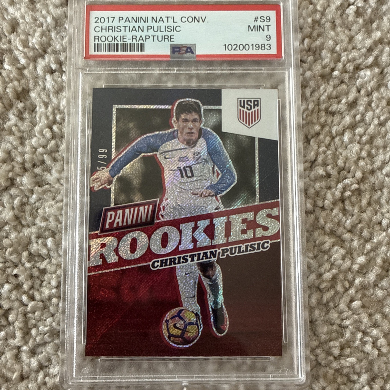 2017 PANINI NAT CONVENTION RCRAPTURE CHRISTIAN PULISIC /99 PSA 9 CAPTAIN AMERICA 2017 PANINI NAT CONVENTION RCRAPTURE CHRISTIAN PULISIC /99 PSA 9 CAPTAIN AMERICA