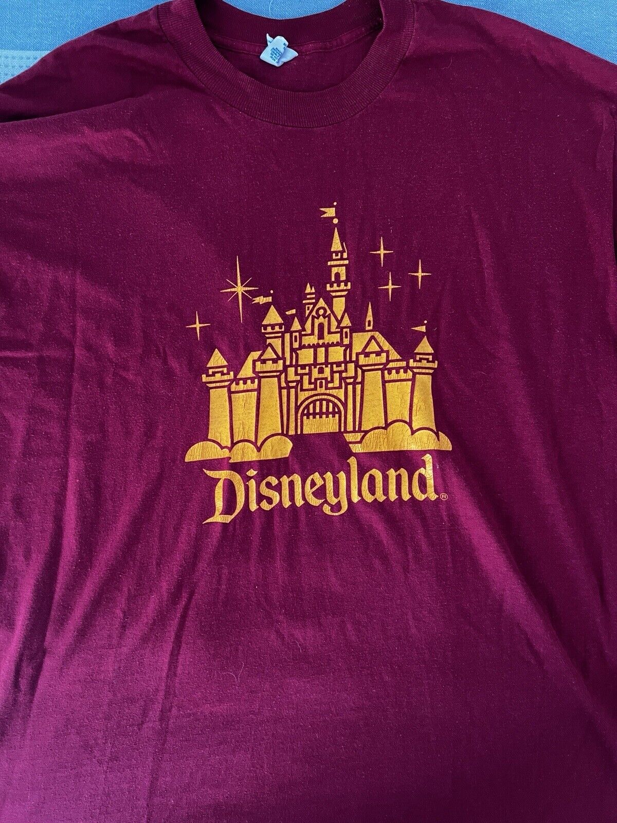 Vintage 80's Disneyland Castle Single Stitch T Shirt XL Maroon