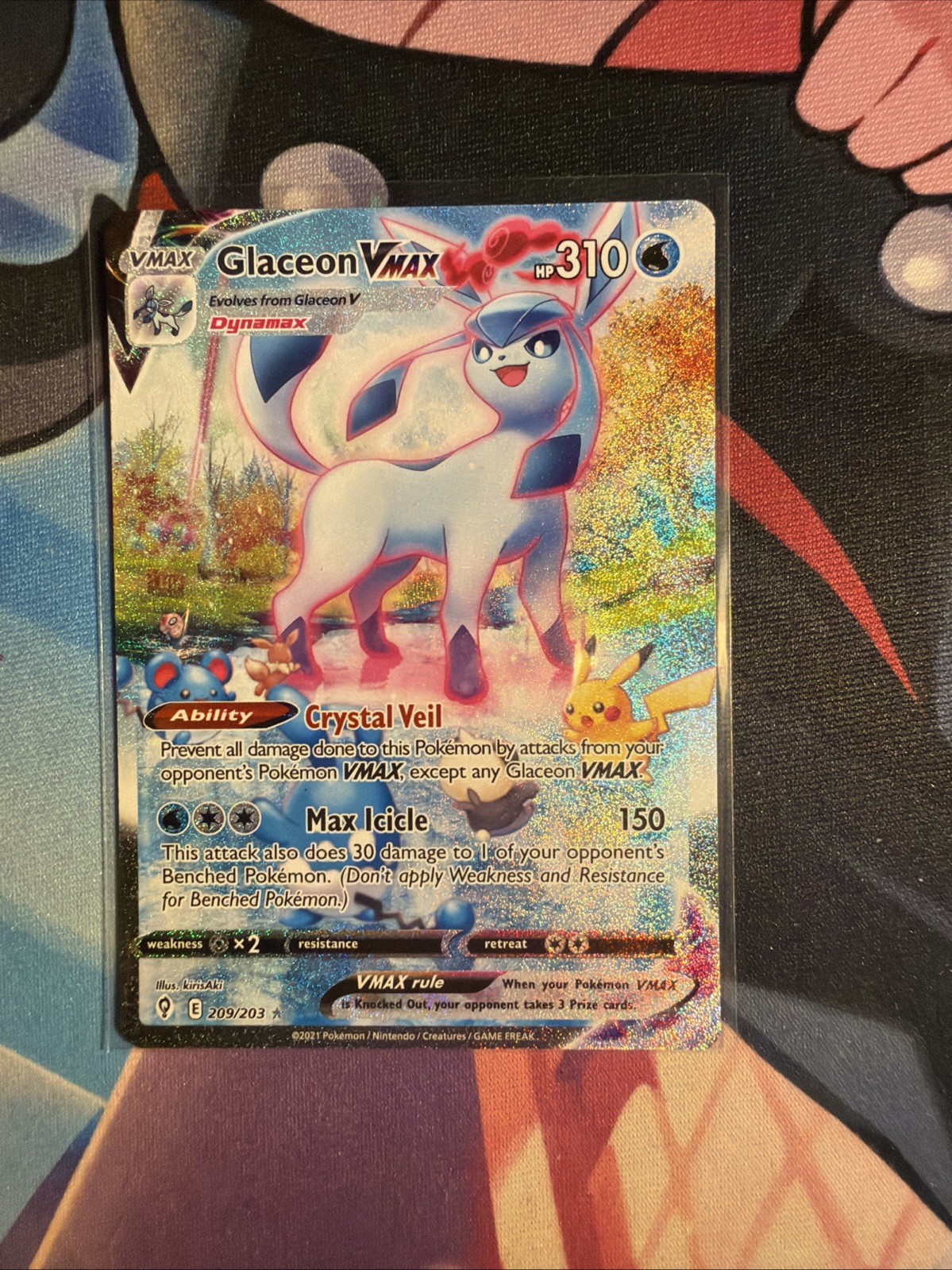 Glaceon VMAX (Alternate Art Secret) 209/203 Swsh07: Evolving Skies Holo Nm Glaceon VMAX (Alternate Art Secret) 209/203 Swsh07: Evolving Skies Holo Nm