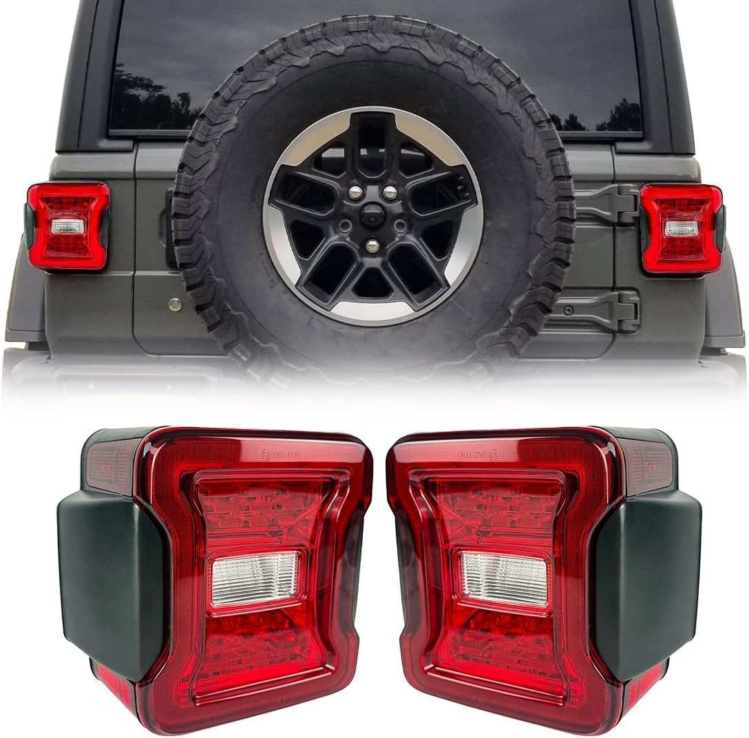 DOT Approved Red Lens LED Tail Lights Compatible with 2018-2026 Jeep Wrangler JL