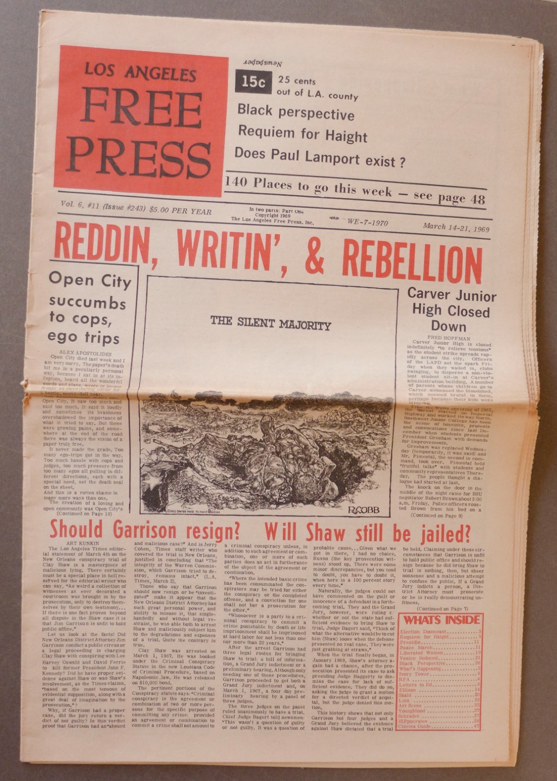 L.A.  FREE PRESS March 14, 1969 - Concert Ads  Counter-Culture