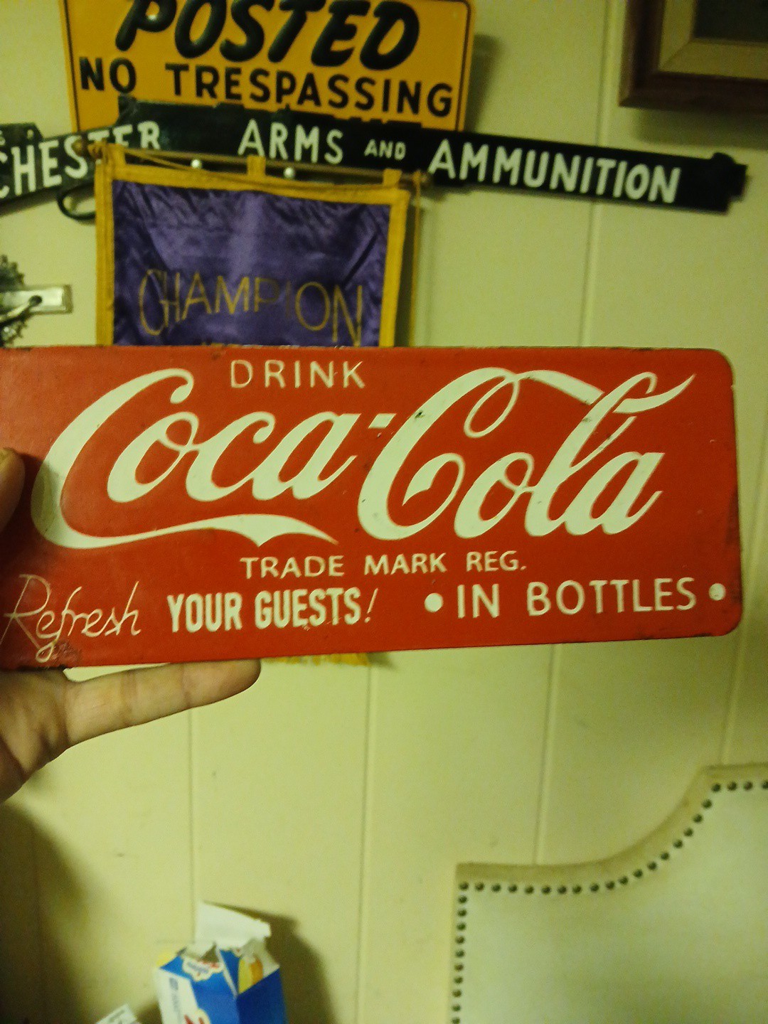VINTAGE COCA COLA PORCELAIN SIGN OLD SODA SIGN COKE POP BEVERAGE BOTTLE DRINK 