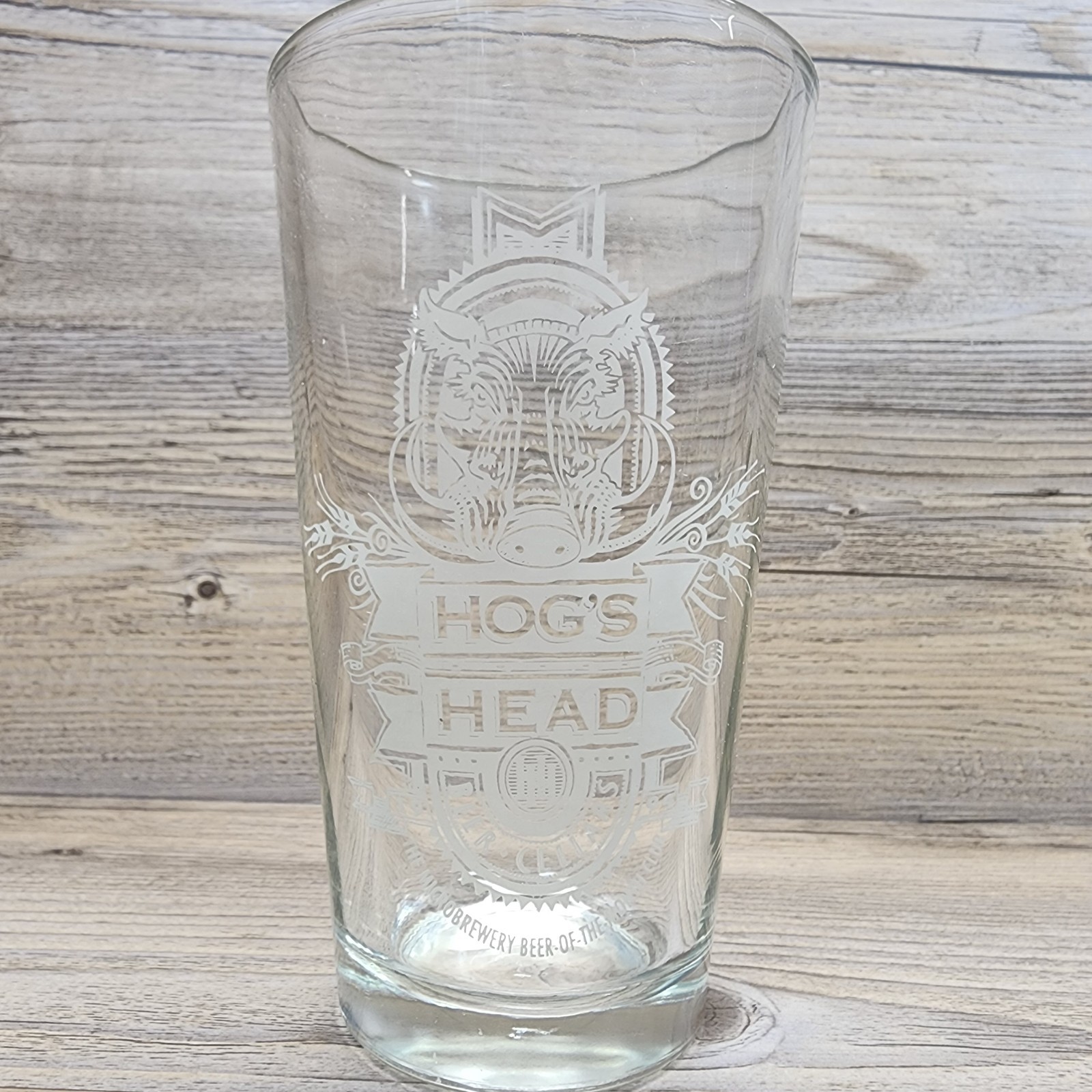 Hogs Head 1994 The Microbrewery Beer of the Month Club Glass White Etch 1 Pint