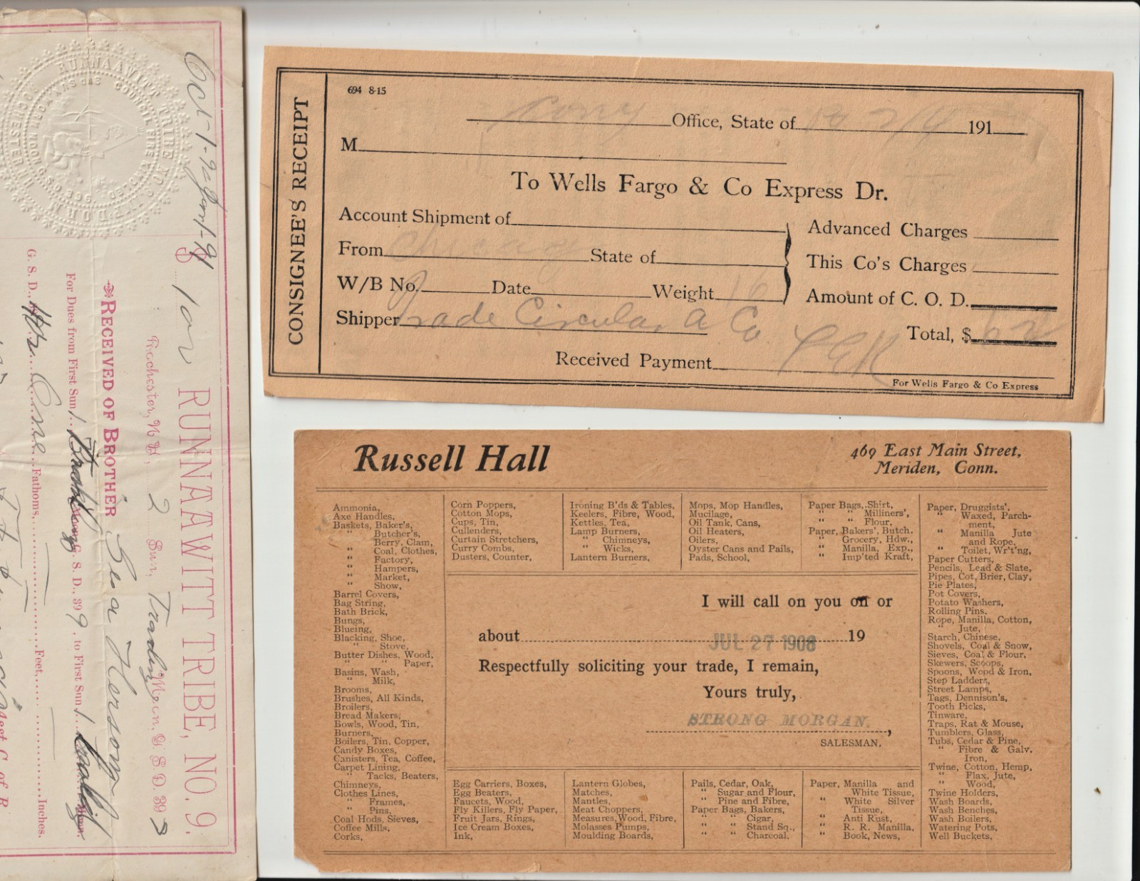Historical Paper Ephemera 19th Century to 1921 Receipts  Advertising and others