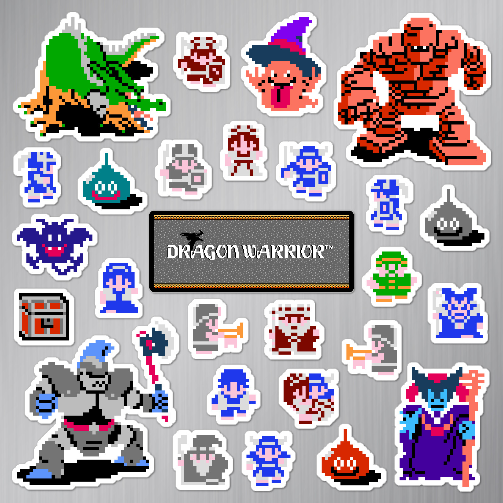 Dragon Warrior Quest Magnets Nintendo NES Pixel Art 27 Magnet Pack