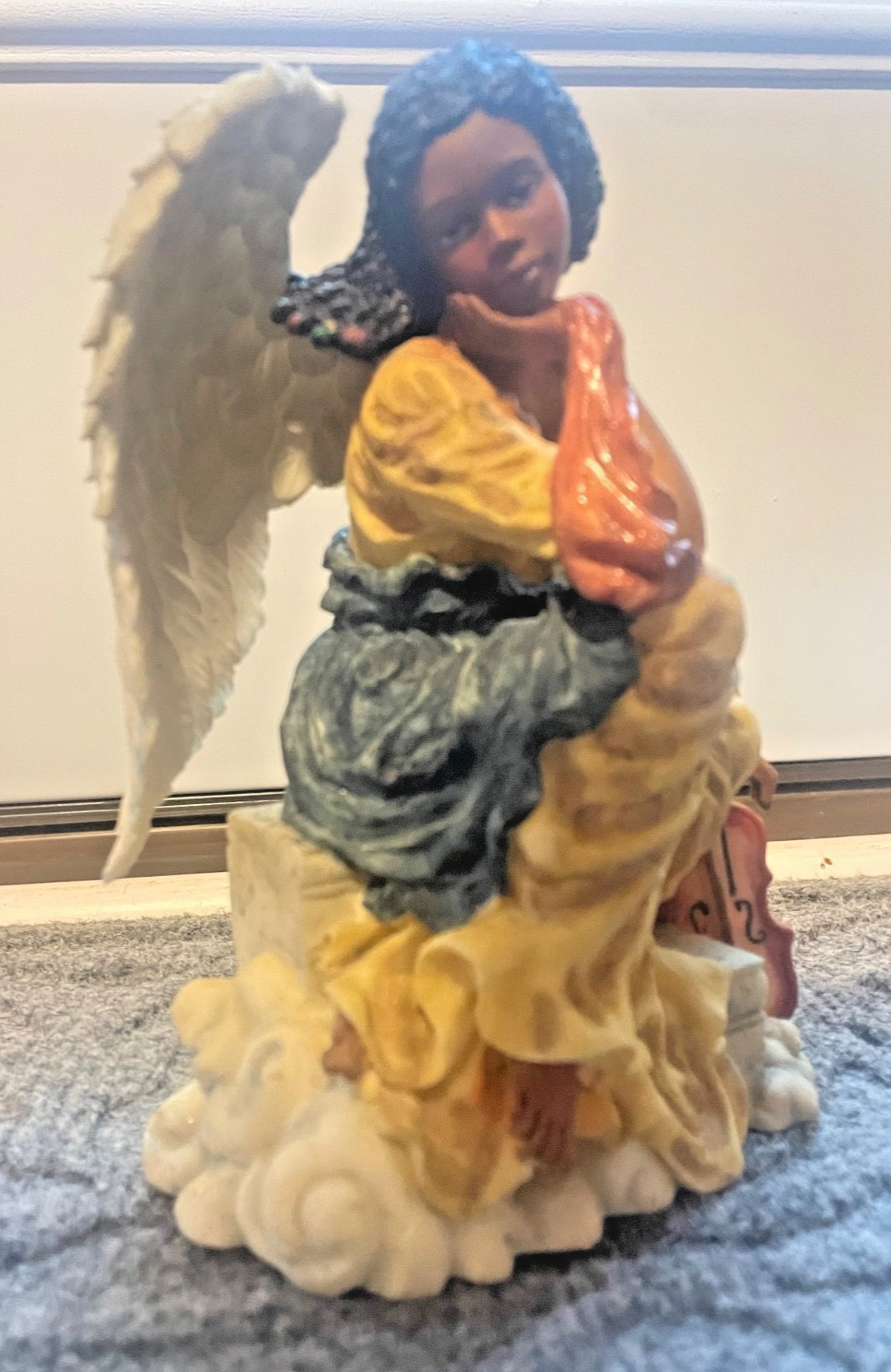Vintage K’s Collection African Angel Figurine flowers 7” statue Christmas resin Vintage K’s Collection African Angel Figurine flowers 7” statue Christmas resin