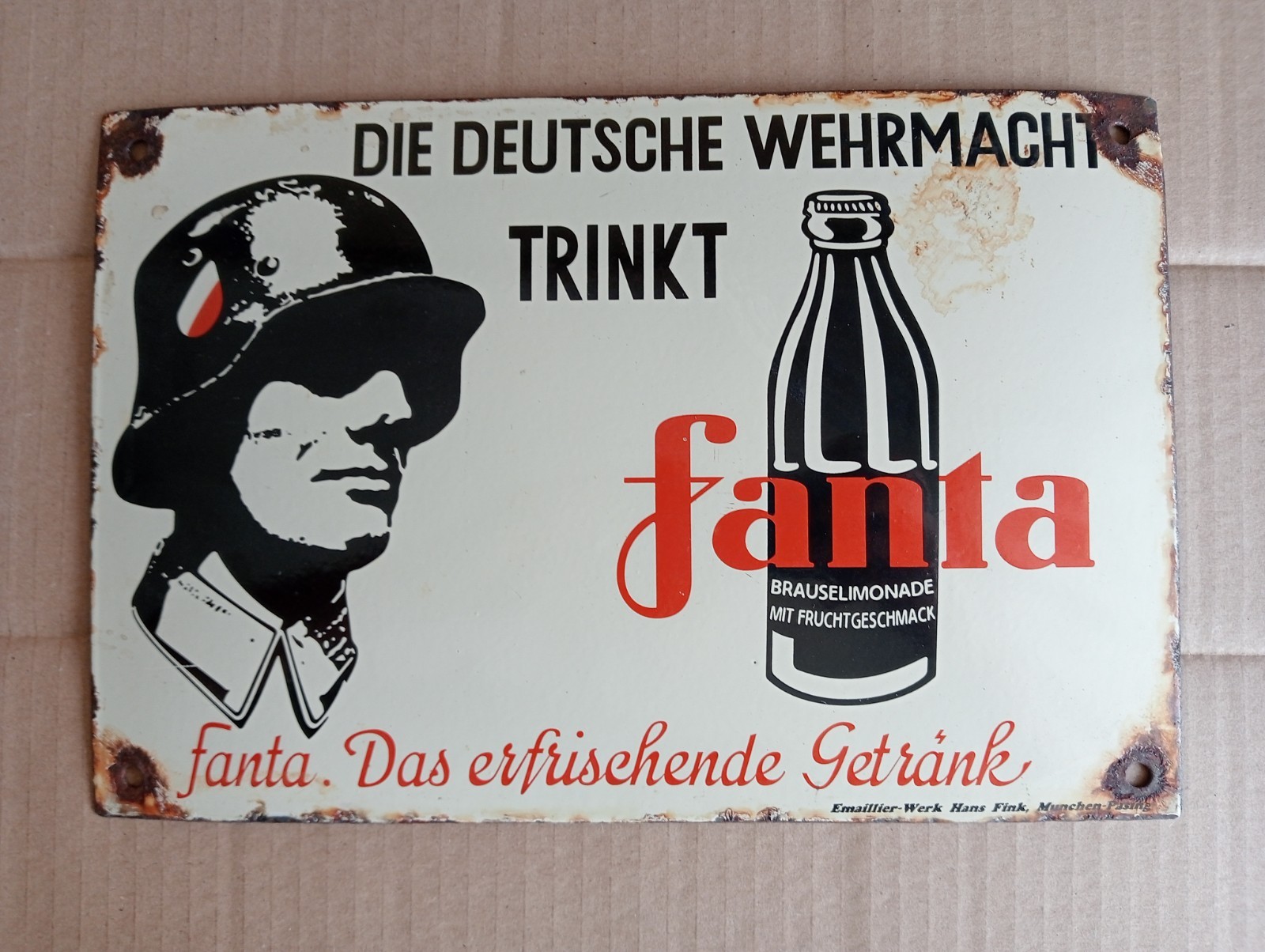 WW2 ORIGINAL GERMAN WW2 OLD ENAMEL FANTA SIGN REKLAMA