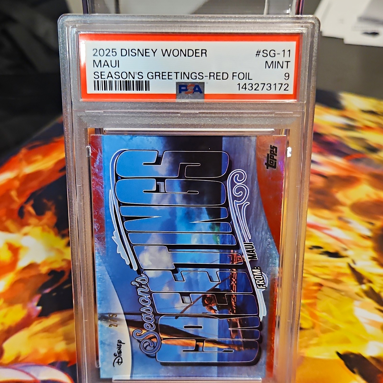 Topps Disney Season's Greetings Maui SG-11 Red Foil /5 PSA 9 Pop 1 Red /5 Moana Topps Disney Season's Greetings Maui SG-11 Red Foil /5 PSA 9 Pop 1 Red /5 Moana