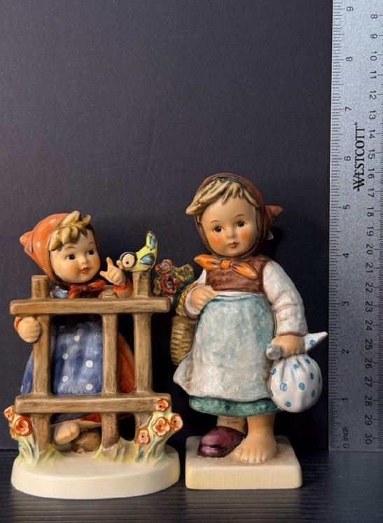 Lot Of 2 Goebel Hummel Weary Wanderer 204 & Signs of Spring 203/I No/Lt Crazing