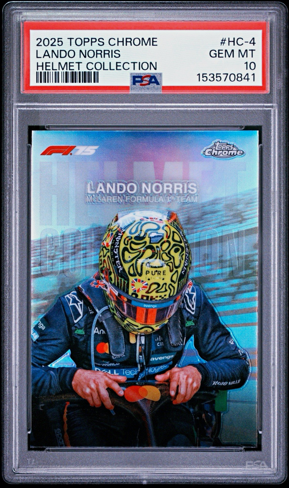 Topps 2025 Topps Chrome F1 Helmet Collection HC-4 Lando Norris PSA 10 GEM MINT