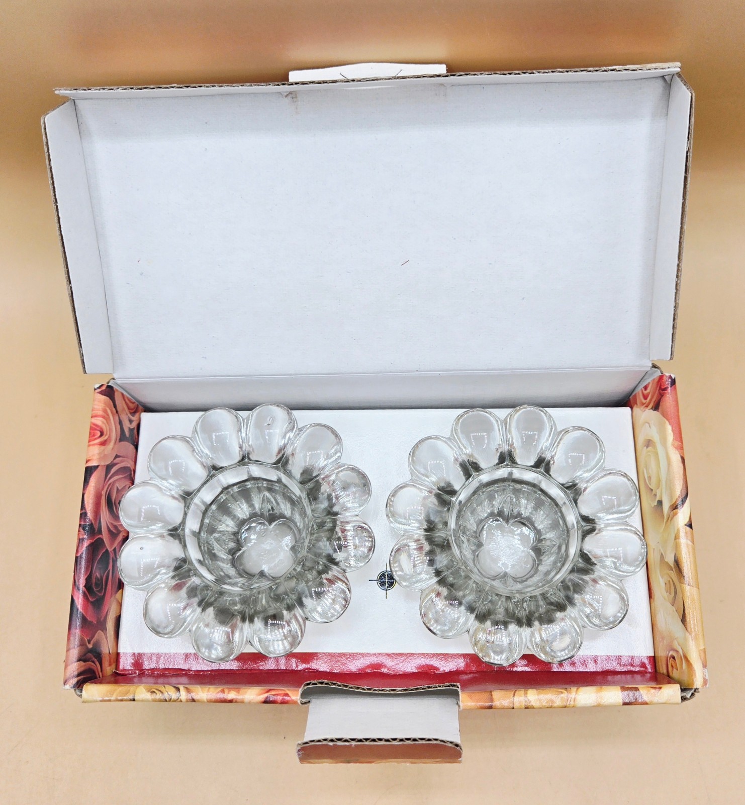 VINTAGE (SET OF 2) Darby Crystal Votive Candle Holders in Box, 2\