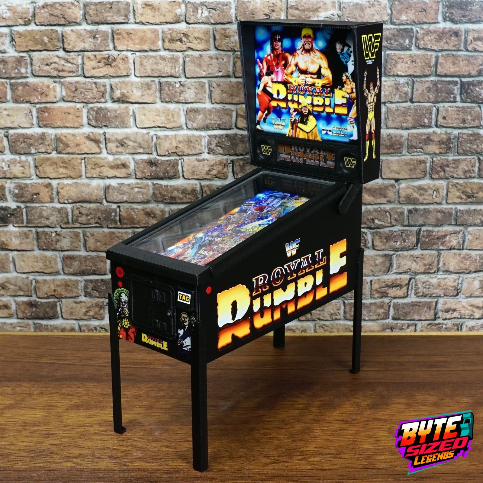 Miniature WWF Royal Rumble Pinball Machine | 1:12 Scale Arcade Diorama Accessory