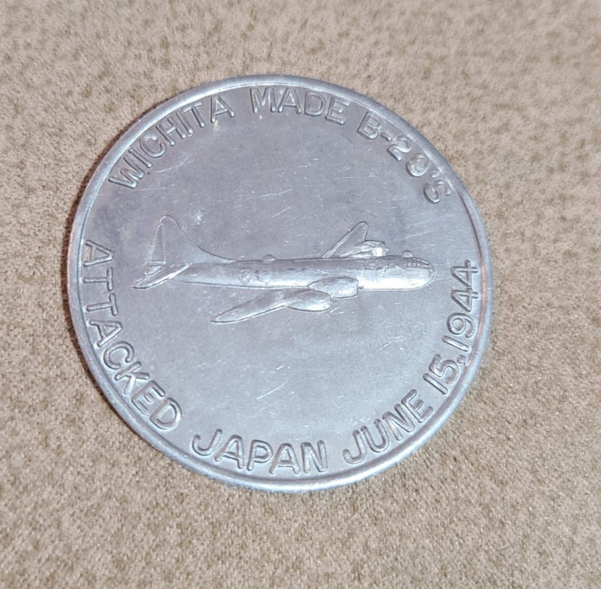 Wichita Kansas Made B-29s Attacked Japan 1944 B-29 Day Token Coin Feels Aluminum