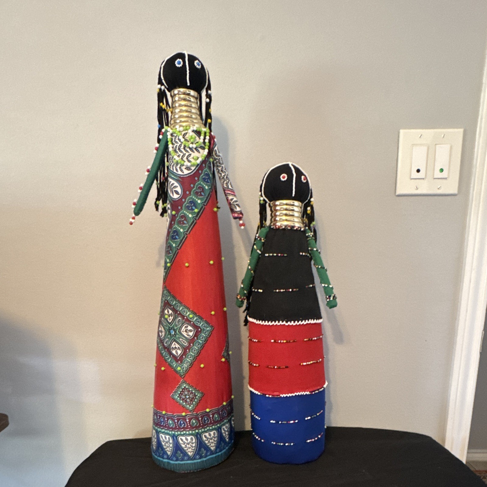Vintage Pair of South African Ndebele Beaded Folk Art Ceremonial Dolls Vintage Pair of South African Ndebele Beaded Folk Art Ceremonial Dolls