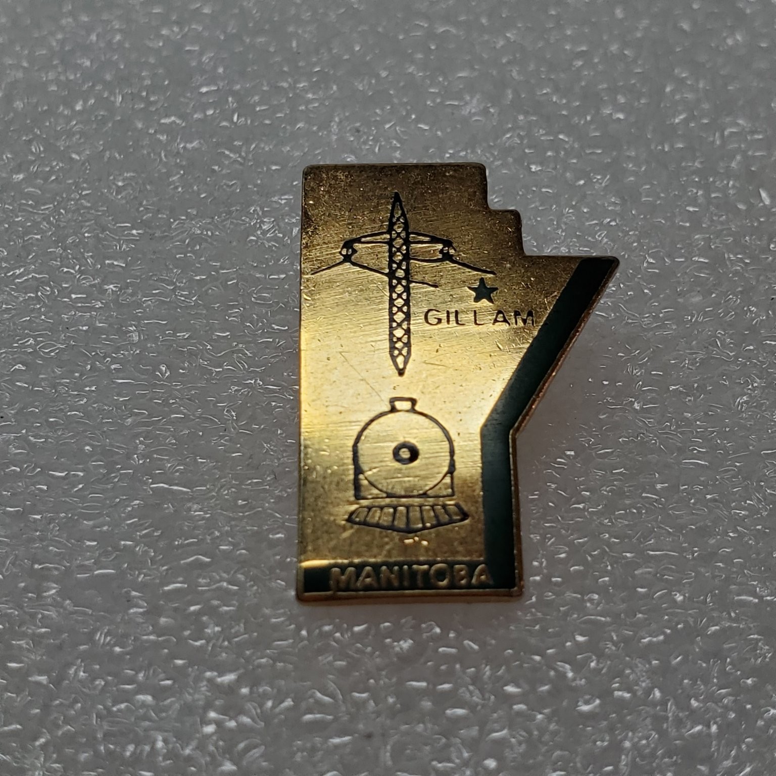 Gillam Manitoba Pinback Button Hydro Train Promo Lapel Pin Gillam Manitoba Pinback Button Hydro Train Promo Lapel Pin