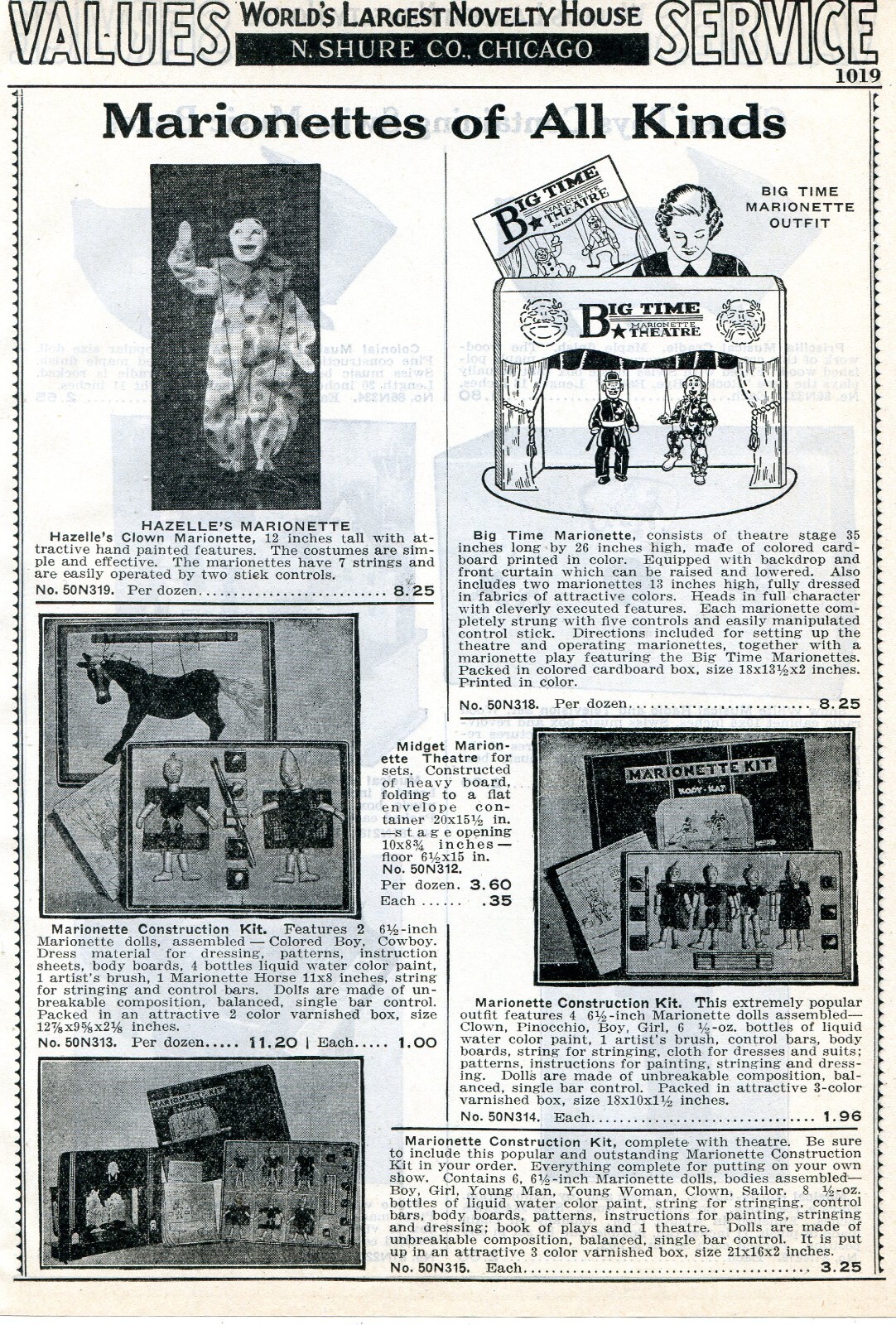 1938 Print Ad of Big Time Theatre, Hazelle's Clown, Kody Kat Marionettes 1938 Print Ad of Big Time Theatre, Hazelle's Clown, Kody Kat Marionettes