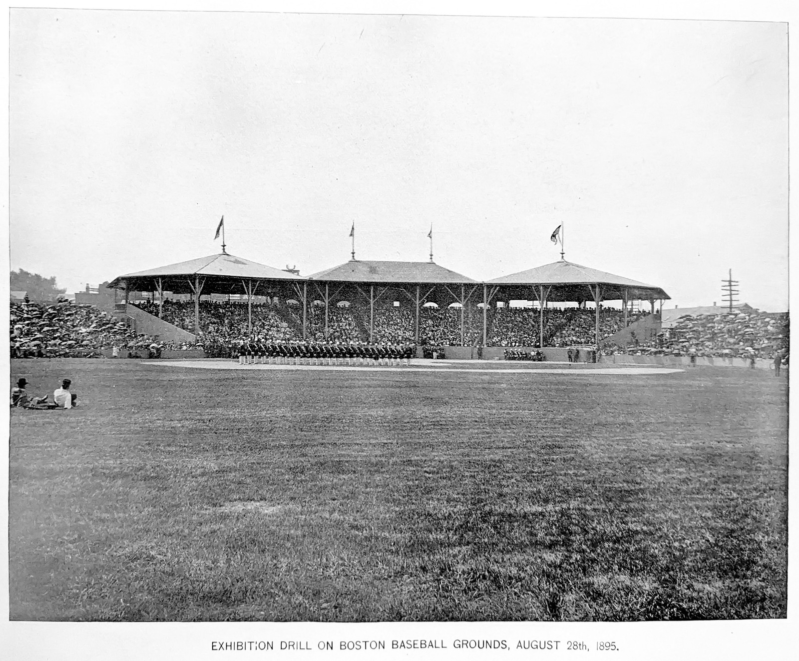 South End Grounds Boston 1895 Vintage Baseball Exhibition Drill Photo Reprint Wa South End Grounds Boston 1895 Vintage Baseball Exhibition Drill Photo Reprint Wa