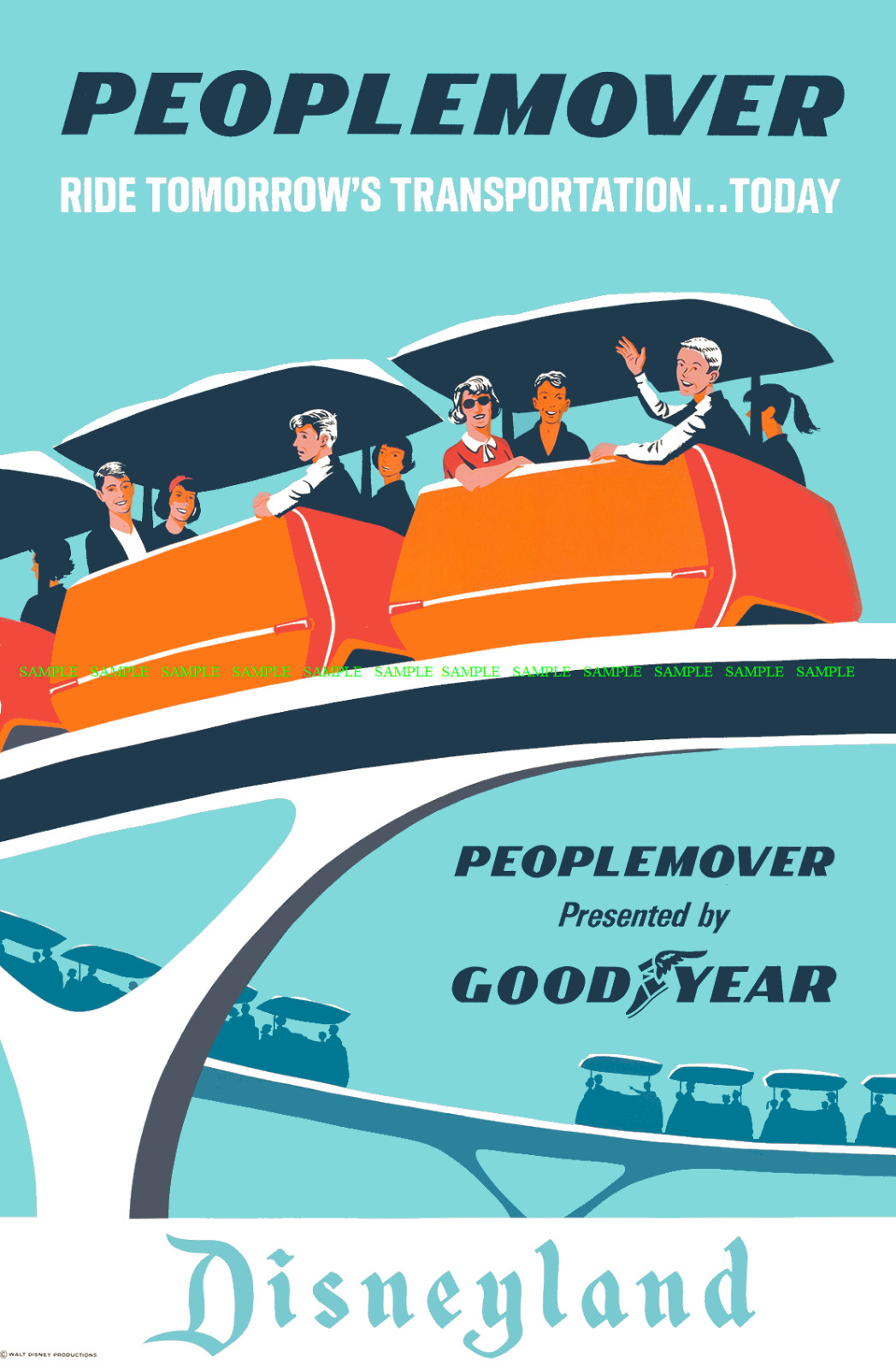 Disney 1967 PeopleMover Tomorrowland Attraction 11 x 17 Poster Goodyear Disney 1967 PeopleMover Tomorrowland Attraction 11 x 17 Poster Goodyear