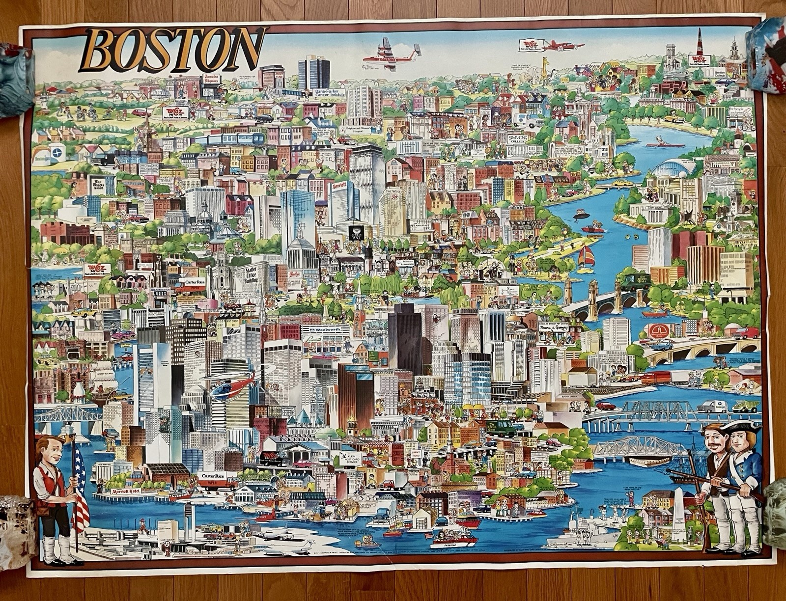 1982 Original Vintage Archar Boston Cartoon Illustrated Travel Map Poster Print 1982 Original Vintage Archar Boston Cartoon Illustrated Travel Map Poster Print