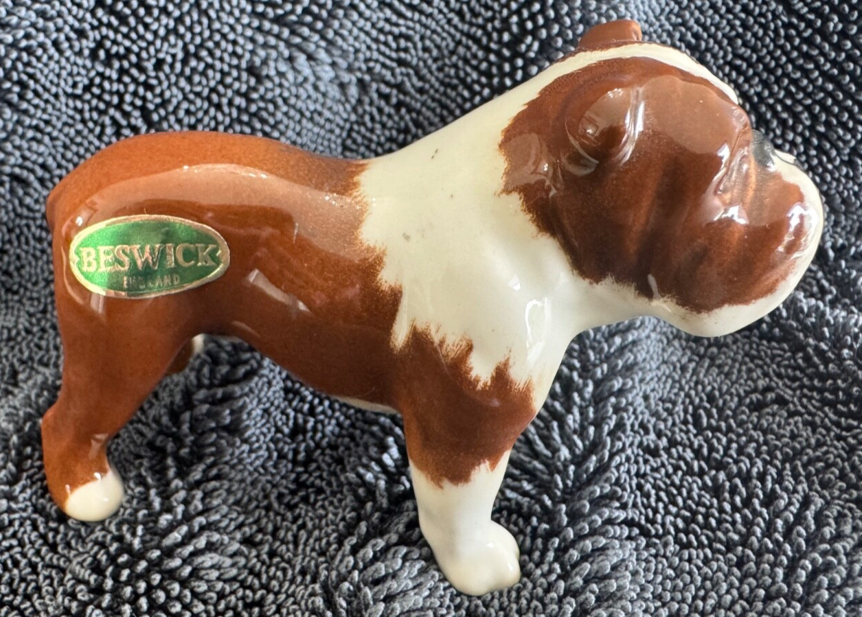 Vintage Beswick Bulldog Figurine Model 809 – England – Original Green Label