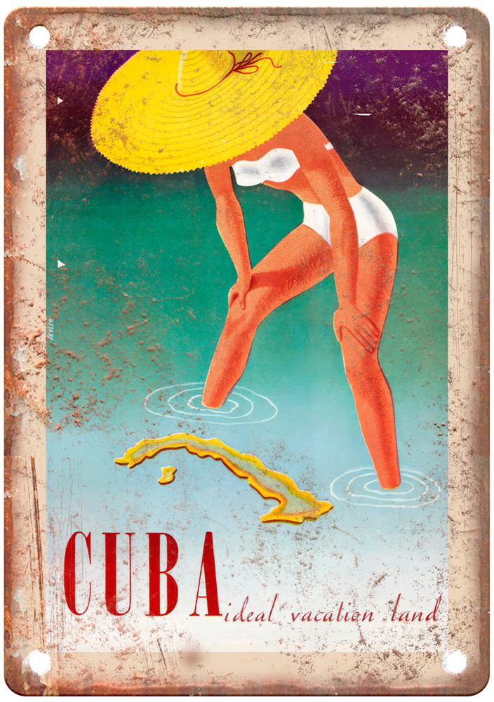 Vintage Cuba Ideal Vacation Land 1951 Travel Poster Retro Look Sign T1361 Vintage Cuba Ideal Vacation Land 1951 Travel Poster Retro Look Sign T1361