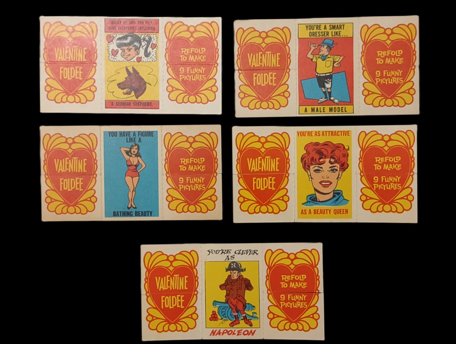 Vintage 1970 Topps Valentine Foldee Cards Lot of 5 Vintage 1970 Topps Valentine Foldee Cards Lot of 5