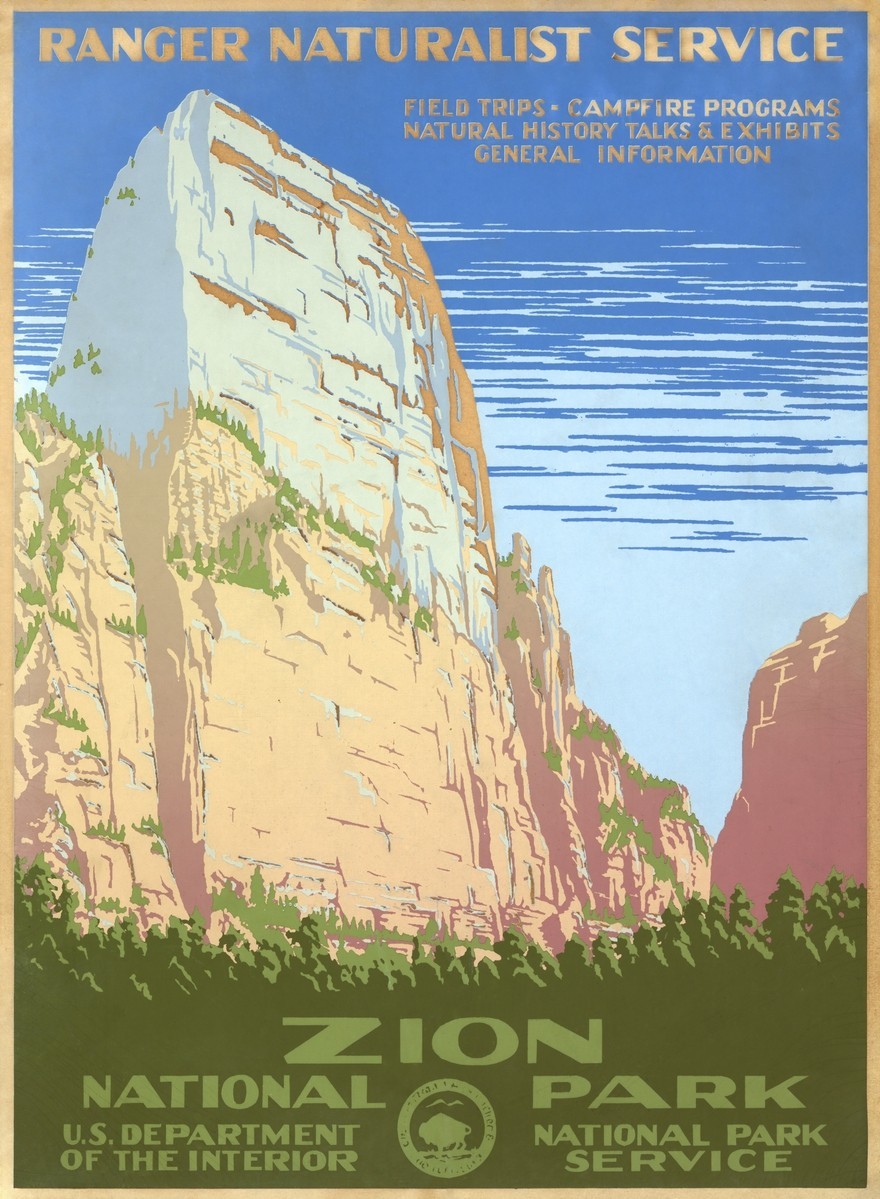 Vintage Zion National Park Utah Travel Art Poster Print Vintage Zion National Park Utah Travel Art Poster Print