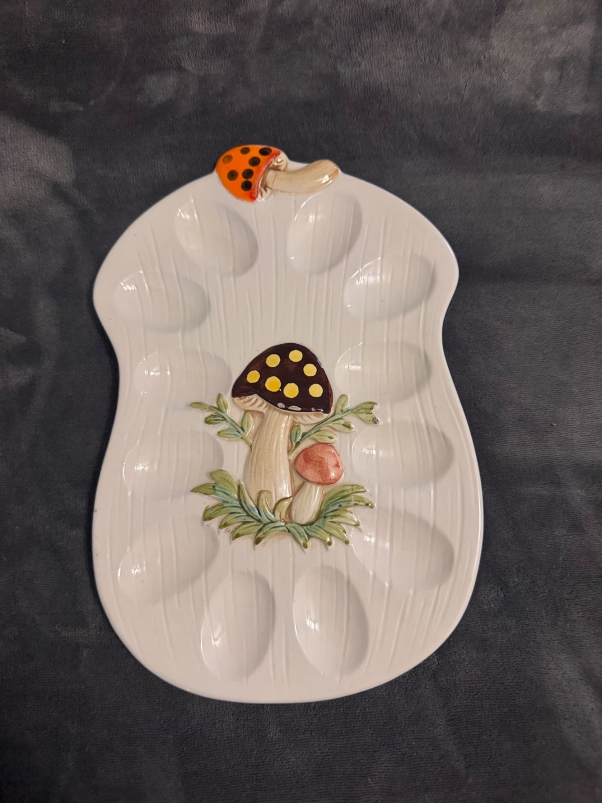 Vintage Sears Merry Mushroom Deviled Egg Tray Platter Plate 1976 Retro MCM Japan