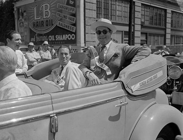 Chester Morris Robert Montgomery take part in parade of 40 000 wor- Old Photo