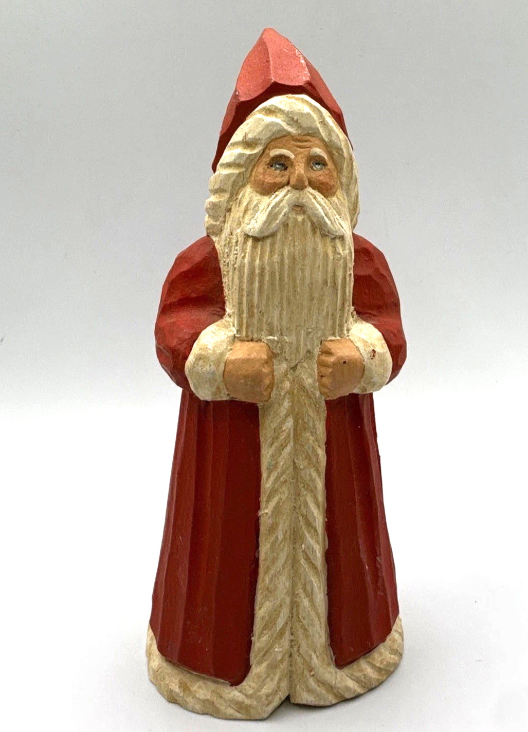 Vtg James Haddon Carved Signed Wood Santa Claus Folk Art Christmas Figurine Vtg James Haddon Carved Signed Wood Santa Claus Folk Art Christmas Figurine