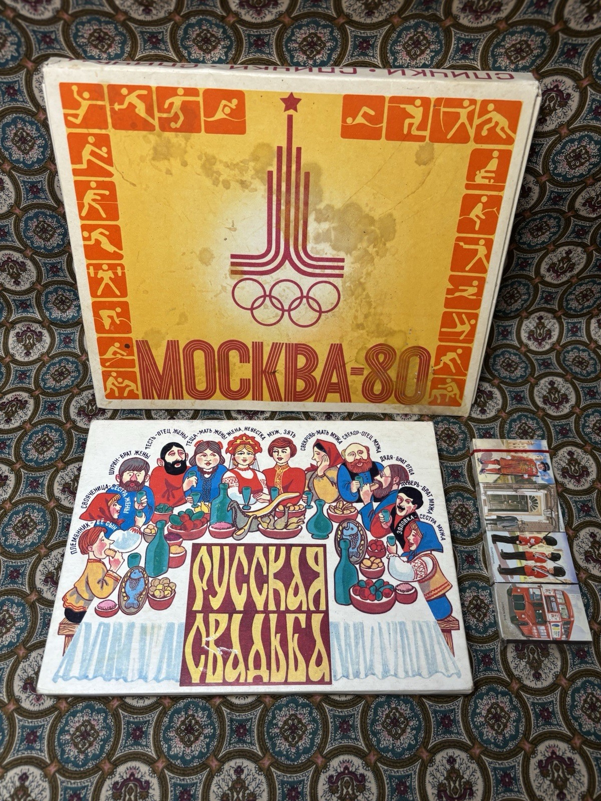 Vtg USSR Soviet Souvenir Matchbox Sets Lot Complete 1980 Moscow Olympics Wedding