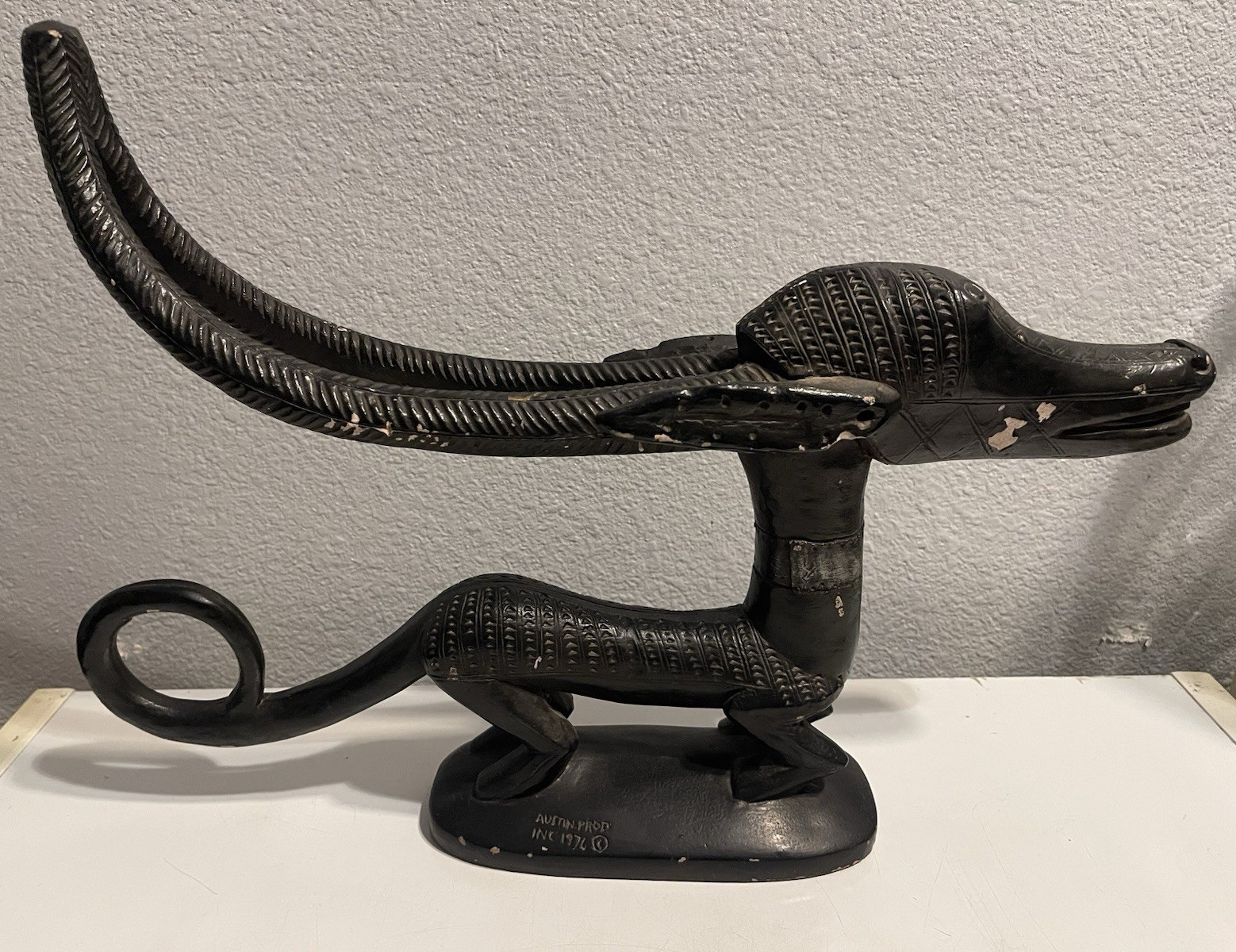 Vintage 1976 Austin Productions Chi Wara Antelope Statue African Brutalist MCM Vintage 1976 Austin Productions Chi Wara Antelope Statue African Brutalist MCM