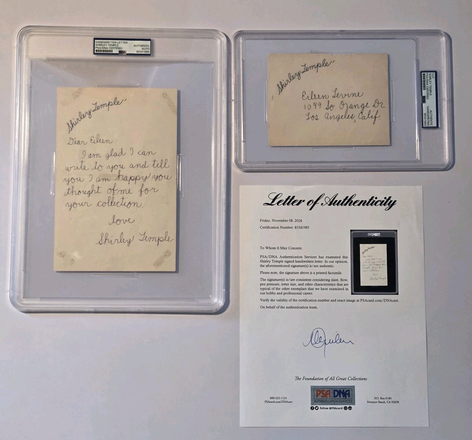 RARE Shirley Temple Early Signed PSA DNA Letter 1930s Autograph Auto Actress