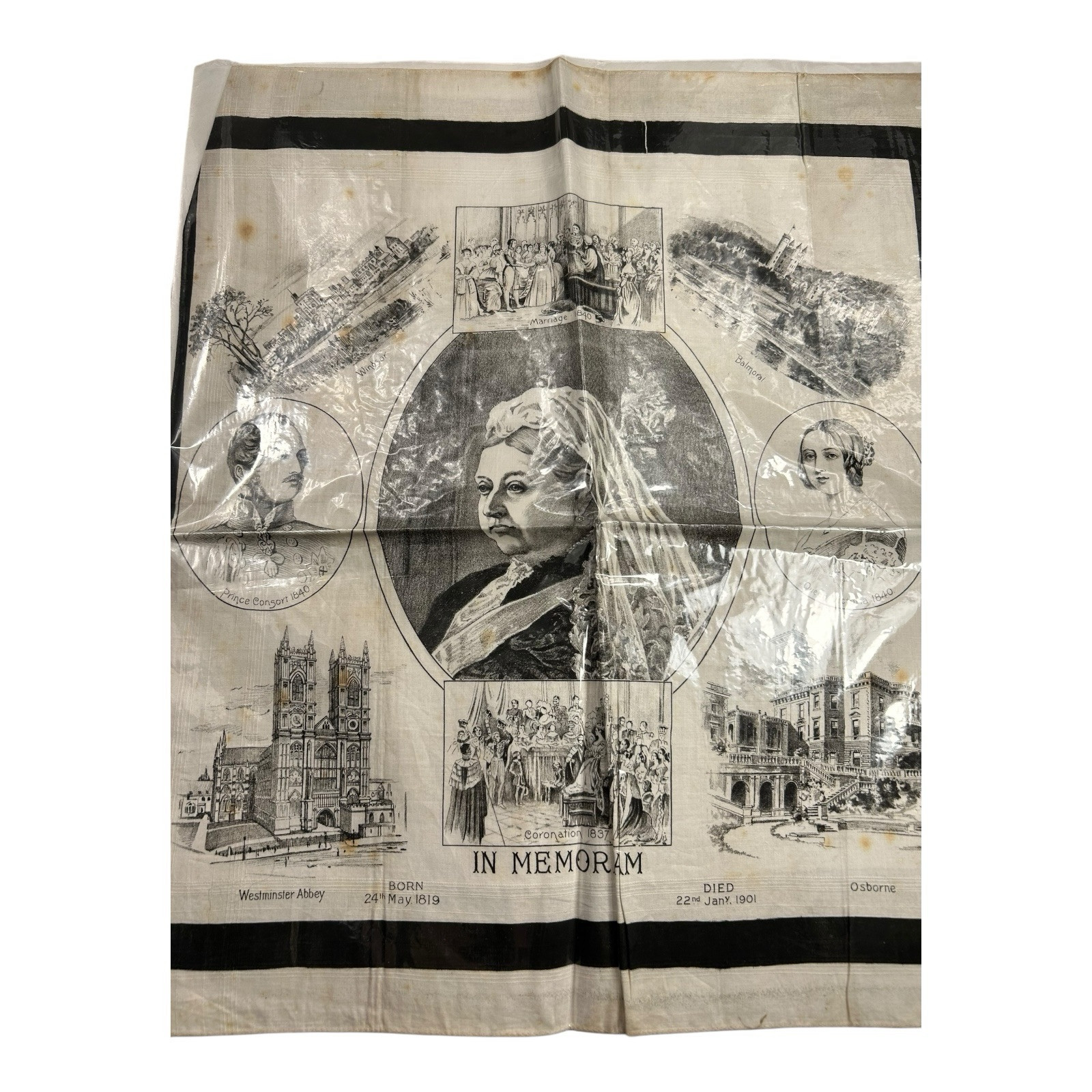 Antique Queen Victoria Commemorative Linen Antique Queen Victoria Commemorative Linen