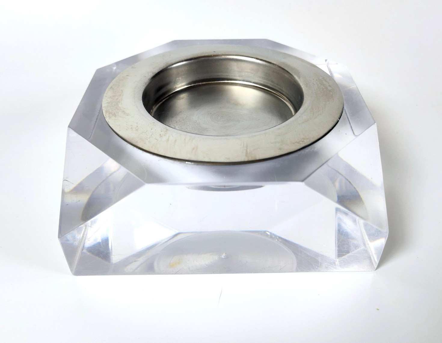 VTG 1950'S MCM ASTROLITE LUCITE GEOMETRIC TABLE ASHTRAY